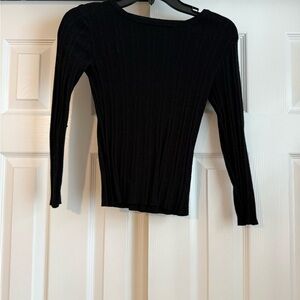 Elegant Black Ribbed Women's Top